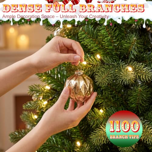 Pre-Lit Artificial Christmas Tree 7.5 Ft Green with Light - 8 Modes, Full Tips
