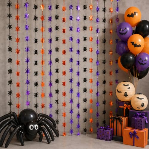 Halloween Spider Tinsel Foil Curtain - 2 Pack, 1m x 2m, Party Decor