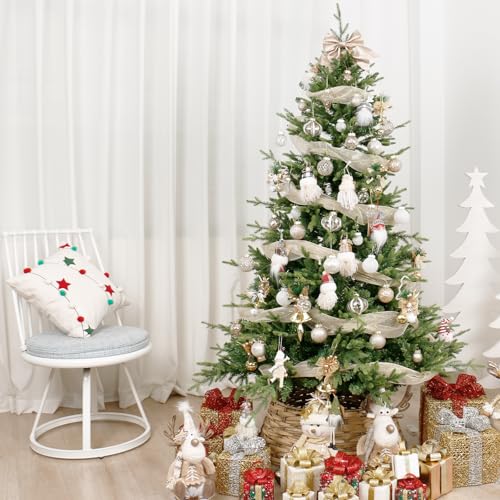 34PCS Champagne White Christmas Tree Ornaments Set - Holiday Decorations