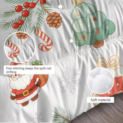 Christmas Cartoon Kids Twin Size Comforter Set - Holiday Bedding