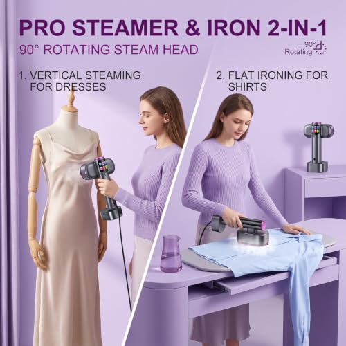 Travel Garment Steamer & Iron 2-in-1, 1200W Portable Clothes Steamer with Quick Heat, 6 Steam Settings, 15s Warm-Up, 190ml Tank