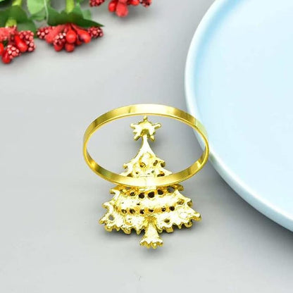 Napkin Holders Set of 10 Christmas Tree Design, Alloy Napkin Rings, Holiday Table Decor - Variation: Christmas Tree