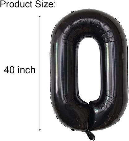 Happy Birthday Balloon Banner - 40-Inch Black Foil Mylar Balloons with 30-Inch Letters for 30th Birthday Party