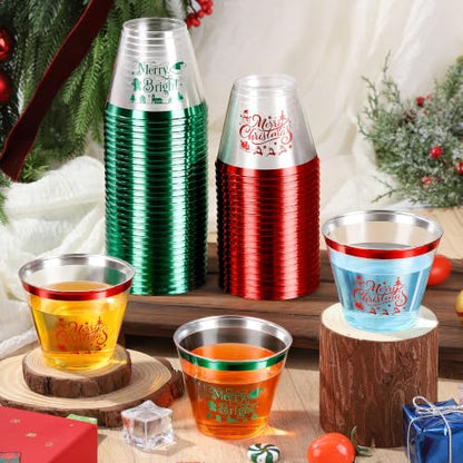 Christmas Disposable Plastic Cups 9oz - 60 Pack, Festive Design