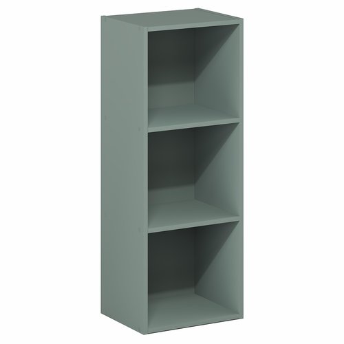 Furinno LUDER Book Shelf, 3-Cube Bookshelf, Bookcase with Open Shelves, 9.3 x 12 x 31.5, Easy Assembly, for Living Room, Bedroom, Home Office, Sage Green