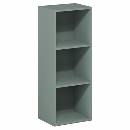 Furinno LUDER Book Shelf, 3-Cube Bookshelf, Bookcase with Open Shelves, 9.3 x 12 x 31.5, Easy Assembly, for Living Room, Bedroom, Home Office, Sage Green