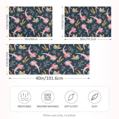 Satin Pillowcase for Hair and Skin - Axolotl Print, Standard 20x26in Variation of S26x20in