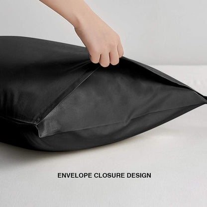 FLXXIE Pillow Cases - Soft Microfiber Queen Pillow Covers | Wrinkle Resistant, 2-Piece Set, Black 20x30