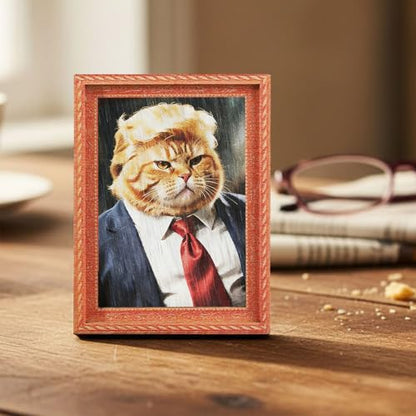 President Cat Fridge Magnets Set - Funny 3D Wooden Magnetic Art Decor for Refrigerator Garage or Kitchen - 2 Pieces (Variation: President Cat)