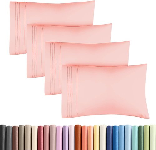 King Standard Pillow Cases - Soft Hotel Quality Covers for Comfy Bedding | Set of 4 - Baby Pink