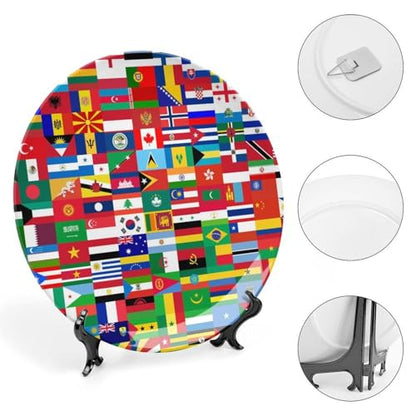 10-Inch World Country Flag Ceramic Decorative Plate for Home Display