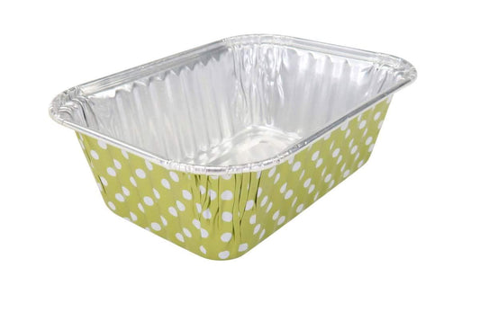 KitchenDance Disposable Aluminum Colored Polka Dot Mini Loaf Pan without Lid - 6 Ounces Rectangular Non-Stick Baking Pan Perfect for Food Gifts, Home Bakers, Restaurants - Pack of 100#4004 (Gold)