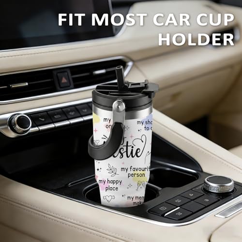 Bestie Tumbler 30oz - Friendship Gift for Women, Stainless Steel Insulated Cup with Handle