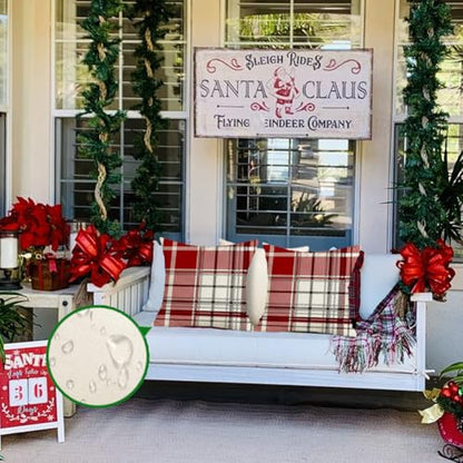 Christmas Pillow Covers 18x18 Pack of 2 Red Plaid Waterproof Home Decor
