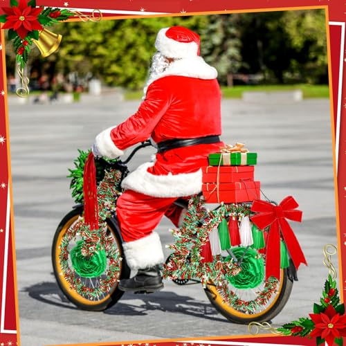 Christmas Bike Decorations Set with Tassel Garlands Streamers and Bows - 23 Pieces