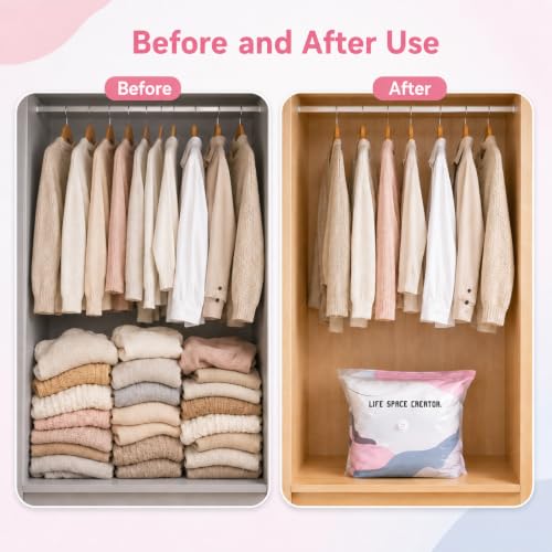 Medium Vacuum Storage Bags for Clothes & Bedding - No Pump Needed, Press & Seal, Airtight Closet Organizer