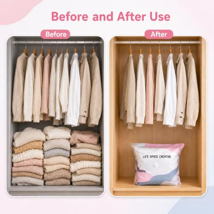 Medium Vacuum Storage Bags for Clothes & Bedding - No Pump Needed, Press & Seal, Airtight Closet Organizer