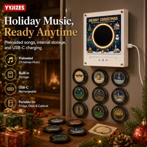 Mini Vinyl Record Storage & Music Box Decor with NFC Player - Christmas Edition - 1 Set