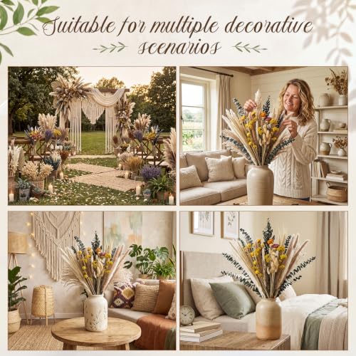 1023 Pcs Dried Flowers Pampas Grass Bundle Natural Preserved Botanicals