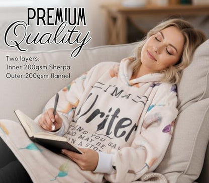 Writer Gift Blanket Hoodie - Super Soft Flannel Wearable Throw for Cozy Comfort