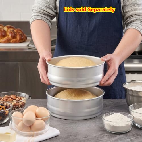 Heavy Duty Aluminum Dough Proofing Pans Set of 2 - 48 Oz Commercial Bread & Pizza Storage