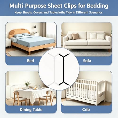 Adjustable Bed Sheet Straps Black 2pcs - Fitted Sheet Holders for All Mattress Sizes