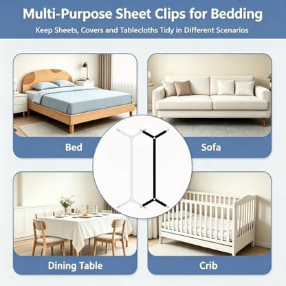 Adjustable Bed Sheet Straps Black 2pcs - Fitted Sheet Holders for All Mattress Sizes