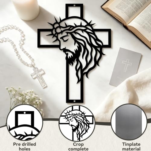 Jesus Wall Decor Cross with Crown of Thorns Christian Silhouette - Faith Gift