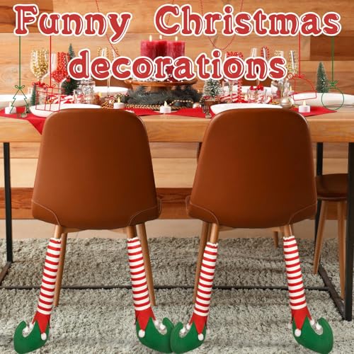 Christmas Chair Leg Covers Set of 4 Non-Slip Elf Design Furniture Socks