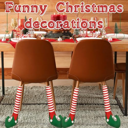 Christmas Chair Leg Covers Set of 4 Non-Slip Elf Design Furniture Socks