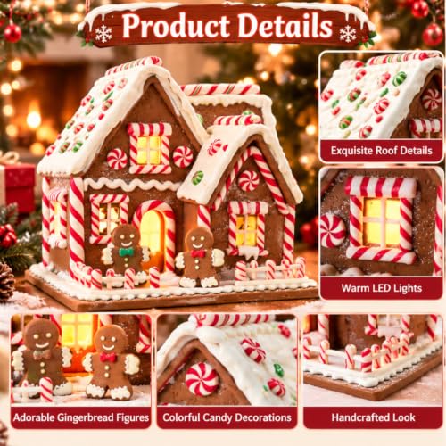 Christmas Village House with Warm Lights - Gingerbread Christmas Tabletop Decoration