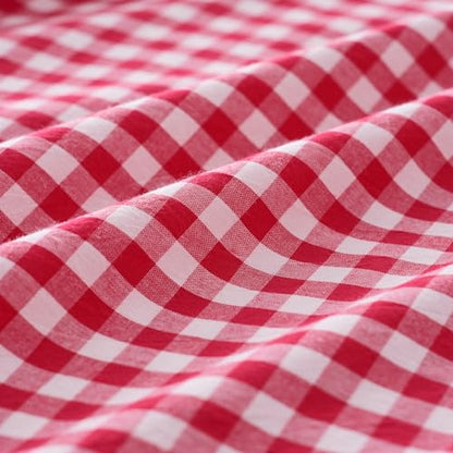 Checkered Red Cotton Queen Sheets Set - Gingham Bed Linen with Deep Pockets