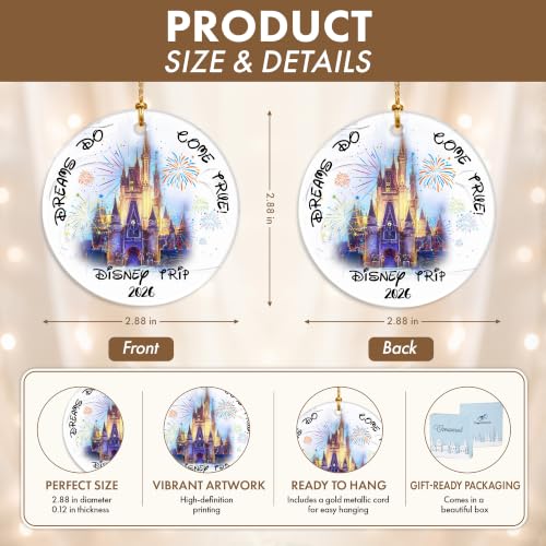 Castle Fireworks Trip Ornament - Magical 2026 Vacation Keepsake for Family Travel