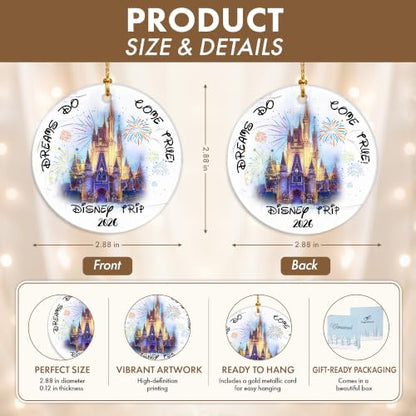 Castle Fireworks Trip Ornament - Magical 2026 Vacation Keepsake for Family Travel