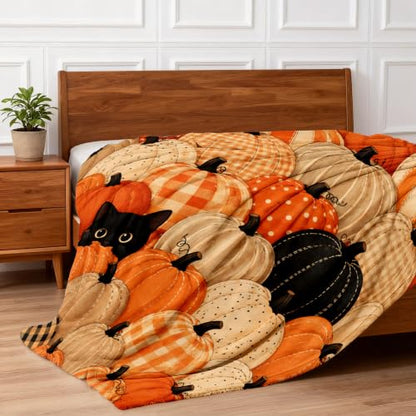 Fall / 40x60 Cozy Pumpkin Throw Blanket for Couch - Autumn Fleece