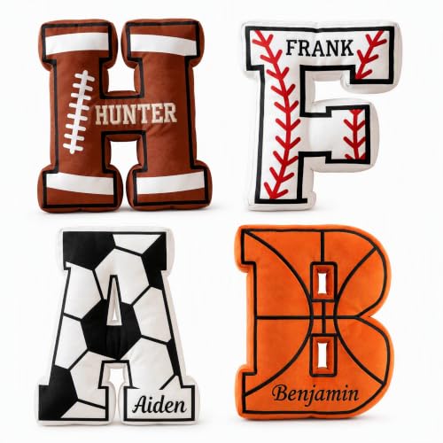 Personalized Sports Letter Pillow with Name - Football Themed Plush Decor