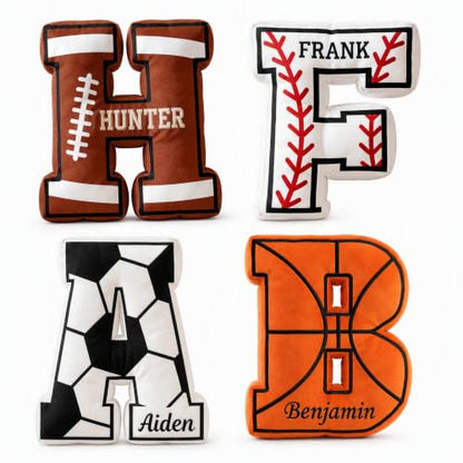 Personalized Sports Letter Pillow with Name - Football Themed Plush Decor