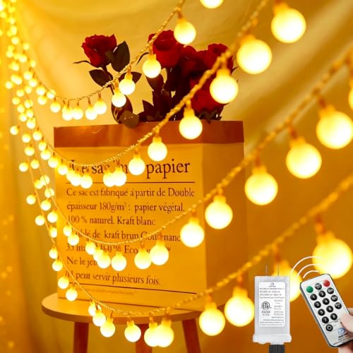 120 LED Fairy Lights Plug in 39ft Warm White Globe String Lights Indoor
