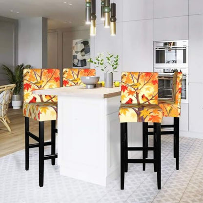 Autumn Tree Birds Bar Stool Covers Set of 2 - Elastic Polyester Protect & Decor