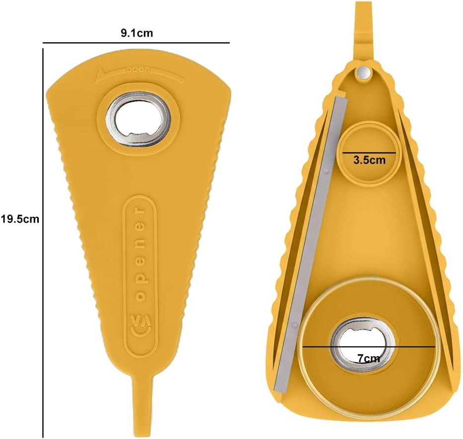 Mutil Jar Opener - Easy Grip Can & Bottle Opener for Seniors with Arthritis - Yellow