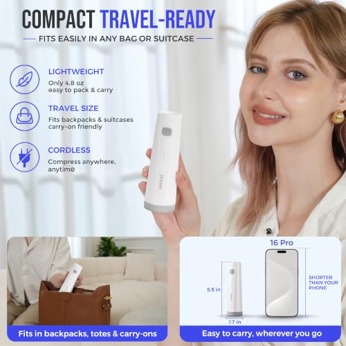 SORON Travel Vacuum Sealer Bags Set - 20 Pack with Rechargeable Pump, 4 Sizes