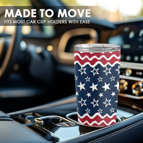 20oz Stainless Steel Travel Mug with Flag Design - Insulated Coffee Cup for Men Women