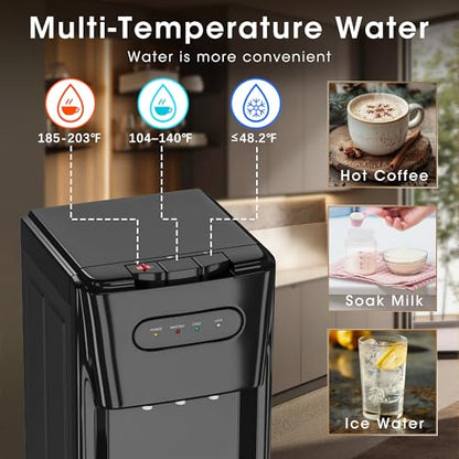 Tehanld Bottom Loading Water Cooler Dispenser Charcoal Black - Hot Cold Room Temp