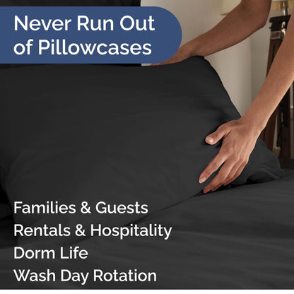 Queen Pillow Cases Set of 10 - Ultra Soft Hotel Quality Pillowcase Covers - Comfy & Wrinkle Free - Shrink, Stain and Fade Resistant - Easy-Care, Machine Washable Pillow Protectors - 10 Pcs Set - Black
