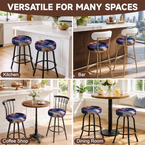 Nebula Sky 12-15in Stretch Washable Round Bar Stool Covers Set of 4