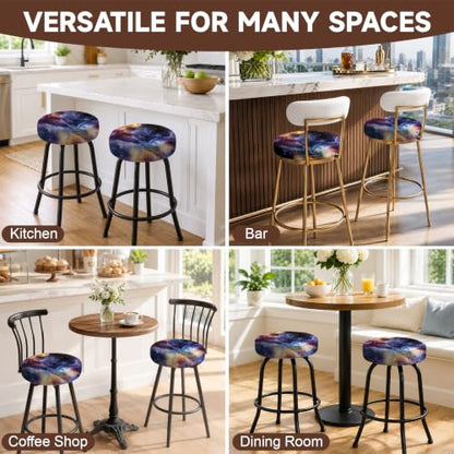 Nebula Sky 12-15in Stretch Washable Round Bar Stool Covers Set of 4