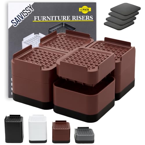 Heavy Duty Stackable Bed Risers with Adjustable Heights for Furniture