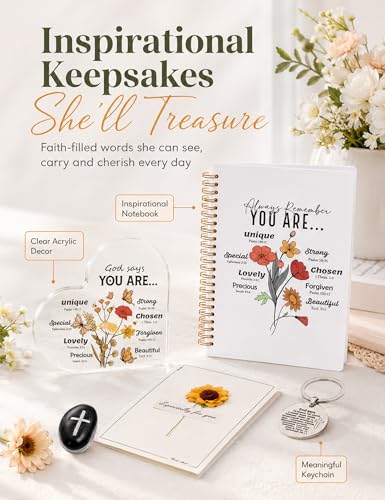 Christian Gifts for Women - White 10-Piece Religious Gift Set with Blanket & More