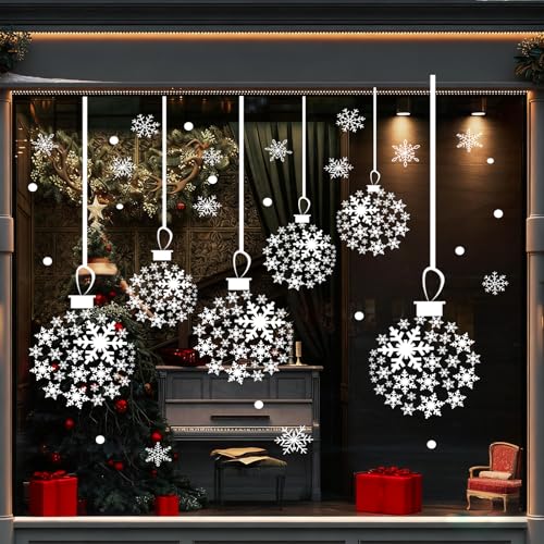 A1 Christmas Large Snowflake Window Clings - Holiday Decor Set
