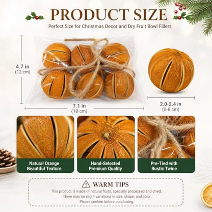Whole Dried Oranges Potpourri Bowl Filler Decor - 6 Oranges